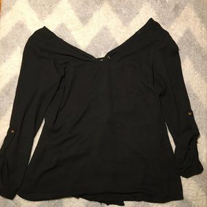 Sheer Black Lace Up Going Out Top